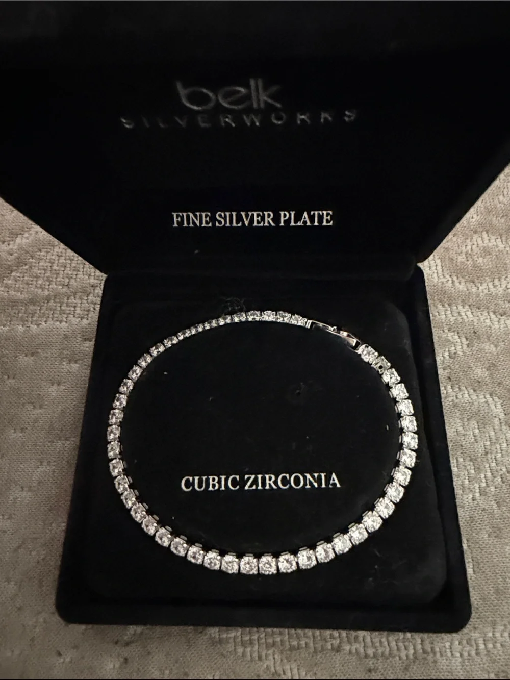 Silver-Tone Cubic Zirconia Tennis Necklace - Silver